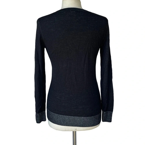 DIANE VON FURSTENBERG Cardigan TENNIE EMB Size S Black Rhinestone Jeweled V-neck - Picture 2 of 3